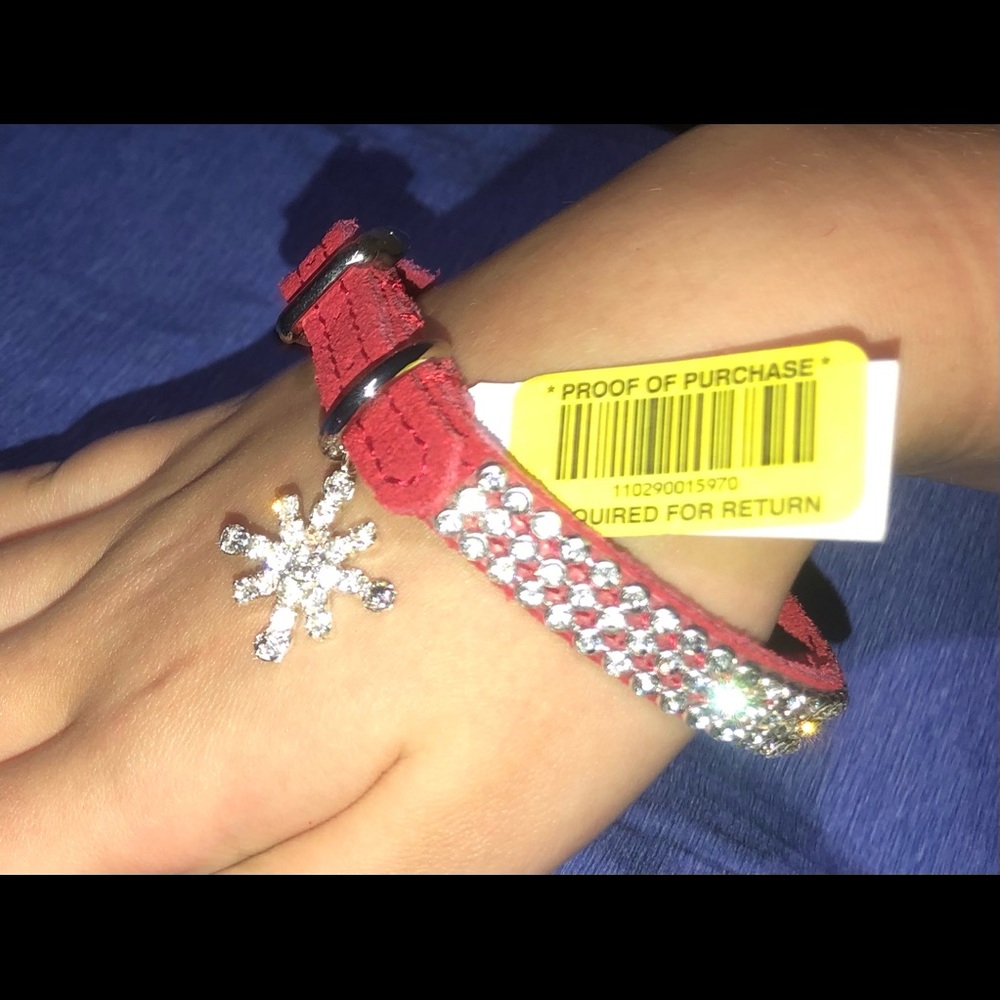 MERRY AND BRIGHT RED LEATHER BRACELET WITH RHINESTONES ARE NWT